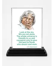 A P J Abdul Kalam Acrylic Car Dashboard Showpiece | Double-Sided A P J Abdul Kalam Photo Stand | 3 X 4 Inch Photo | Transparent Acrylic Frame With Black Base | Car Dashboard, Office & Table Decor (F71270)