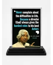 A.P.J. Abdul Kalam Acrylic Car Dashboard Showpiece | Double-Sided A.P.J. Abdul Kalam Photo Stand | 3 X 4 Inch Photo | Transparent Acrylic Frame With Black Base | Car Dashboard, Office & Table Decor (F71271)