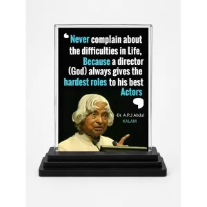 A.P.J. Abdul Kalam Acrylic Car Dashboard Showpiece | Double-Sided A.P.J. Abdul Kalam Photo Stand | 3 X 4 Inch Photo | Transparent Acrylic Frame With Black Base | Car Dashboard, Office & Table Decor (F71271)