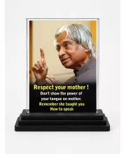 Abdul Kalam Acrylic Car Dashboard Showpiece | Double-Sided Abdul Kalam Photo Stand | 3 X 4 Inch Photo | Transparent Acrylic Frame With Black Base | Car Dashboard, Office & Table Decor (F71272)