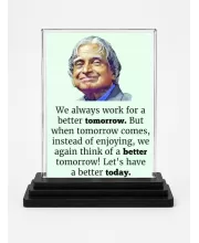 Abdul Kalam Acrylic Car Dashboard Showpiece | Double-Sided Abdul Kalam Photo Stand | 3 X 4 Inch Photo | Transparent Acrylic Frame With Black Base | Car Dashboard, Office & Table Decor (F71274)