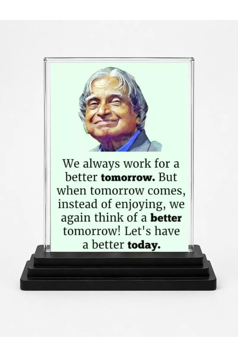 Abdul Kalam Acrylic Car Dashboard Showpiece | Double-Sided Abdul Kalam Photo Stand | 3 X 4 Inch Photo | Transparent Acrylic Frame With Black Base | Car Dashboard, Office & Table Decor (F71274)