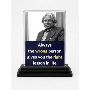 Abdul Kalam Acrylic Car Dashboard Showpiece | Double-Sided Abdul Kalam Photo Stand | 3 X 4 Inch Photo | Transparent Acrylic Frame With Black Base | Car Dashboard, Office & Table Decor (F71276)
