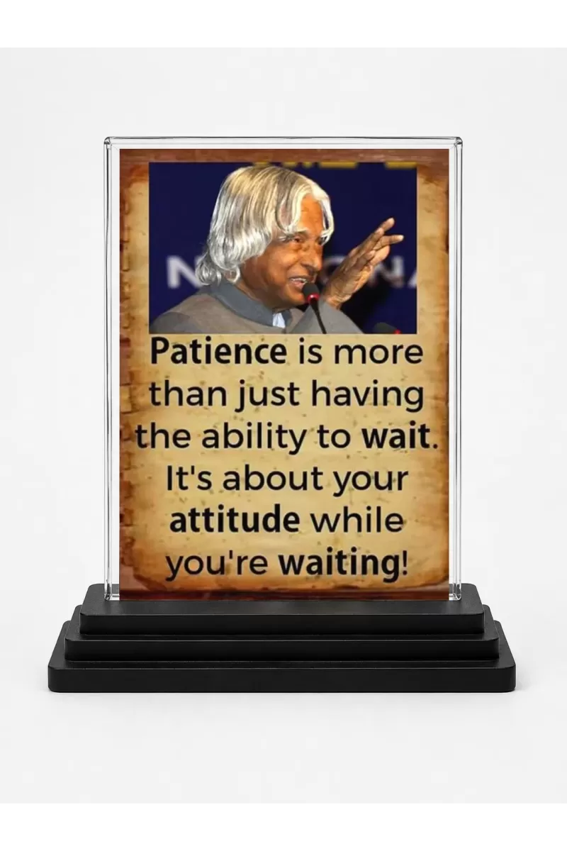 Abdul Kalam Acrylic Car Dashboard Showpiece | Double-Sided Abdul Kalam Photo Stand | 3 X 4 Inch Photo | Transparent Acrylic Frame With Black Base | Car Dashboard, Office & Table Decor (F71277)
