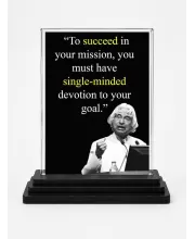 Abdul Kalam Acrylic Car Dashboard Showpiece | Double-Sided Abdul Kalam Photo Stand | 3 X 4 Inch Photo | Transparent Acrylic Frame With Black Base | Car Dashboard, Office & Table Decor (F71279)
