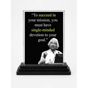 Abdul Kalam Acrylic Car Dashboard Showpiece | Double-Sided Abdul Kalam Photo Stand | 3 X 4 Inch Photo | Transparent Acrylic Frame With Black Base | Car Dashboard, Office & Table Decor (F71279)