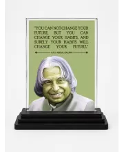 A.P.J. Abdul Kalam Acrylic Car Dashboard Showpiece | Double-Sided A.P.J. Abdul Kalam Photo Stand | 3 X 4 Inch Photo | Transparent Acrylic Frame With Black Base | Car Dashboard, Office & Table Decor (F71280)