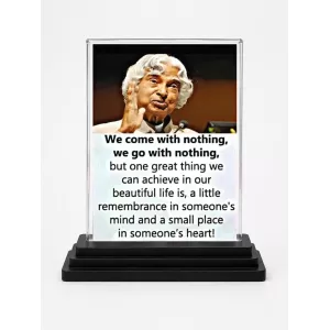 Abdul Kalam Acrylic Car Dashboard Showpiece | Double-Sided Abdul Kalam Photo Stand | 3 X 4 Inch Photo | Transparent Acrylic Frame With Black Base | Car Dashboard, Office & Table Decor (F71282)