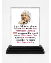 Abdul Kalam Acrylic Car Dashboard Showpiece | Double-Sided Abdul Kalam Photo Stand | 3 X 4 Inch Photo | Transparent Acrylic Frame With Black Base | Car Dashboard, Office & Table Decor (F71283)