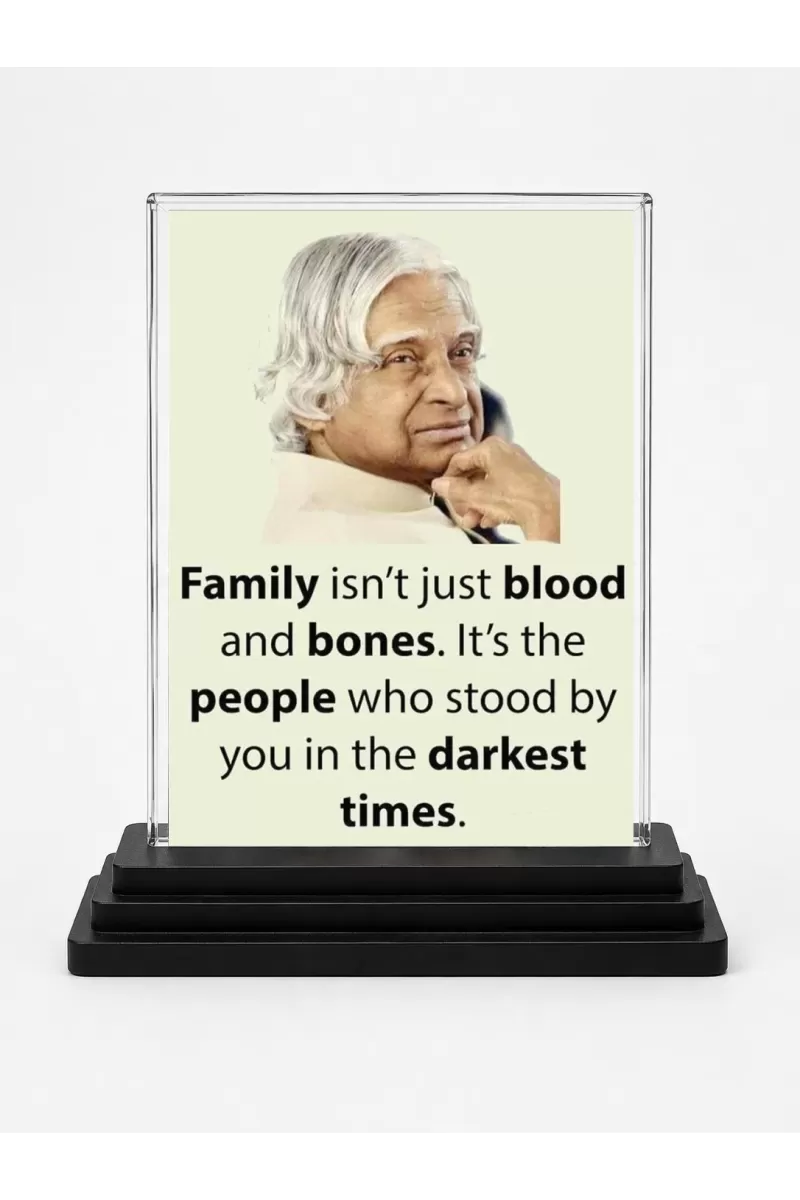 Abdul Kalam Acrylic Car Dashboard Showpiece | Double-Sided Abdul Kalam Photo Stand | 3 X 4 Inch Photo | Transparent Acrylic Frame With Black Base | Car Dashboard, Office & Table Decor (F71284)
