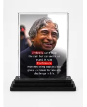 Abdul Kalam Acrylic Car Dashboard Showpiece | Double-Sided Abdul Kalam Photo Stand | 3 X 4 Inch Photo | Transparent Acrylic Frame With Black Base | Car Dashboard, Office & Table Decor (F71285)