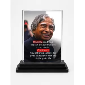 Abdul Kalam Acrylic Car Dashboard Showpiece | Double-Sided Abdul Kalam Photo Stand | 3 X 4 Inch Photo | Transparent Acrylic Frame With Black Base | Car Dashboard, Office & Table Decor (F71285)