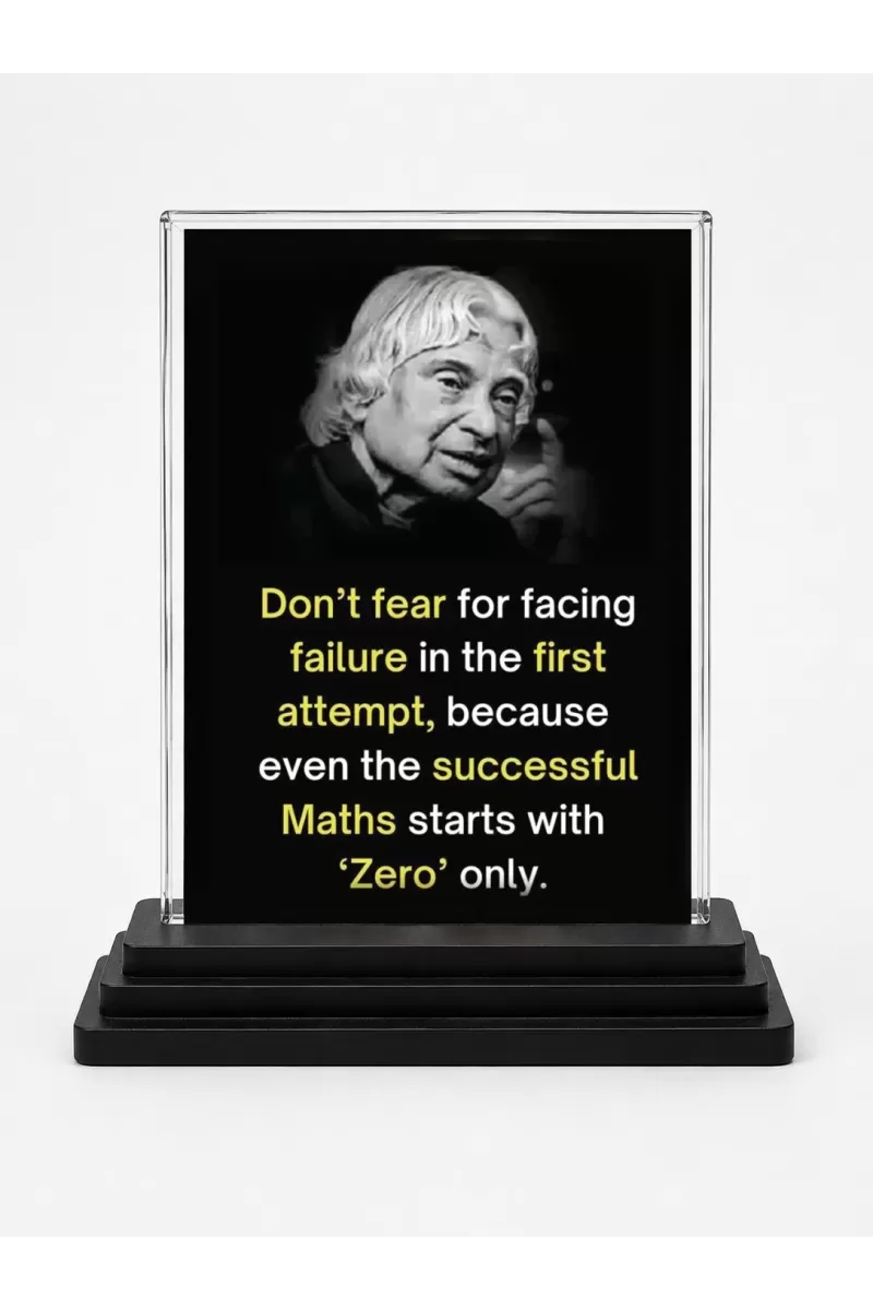 Abdul Kalam Acrylic Car Dashboard Showpiece | Double-Sided Abdul Kalam Photo Stand | 3 X 4 Inch Photo | Transparent Acrylic Frame With Black Base | Car Dashboard, Office & Table Decor (F71286)