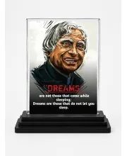 Abdul Kalam Acrylic Car Dashboard Showpiece | Double-Sided Abdul Kalam Photo Stand | 3 X 4 Inch Photo | Transparent Acrylic Frame With Black Base | Car Dashboard, Office & Table Decor (F71288)