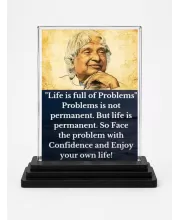 Abdul Kalam Acrylic Car Dashboard Showpiece | Double-Sided Abdul Kalam Photo Stand | 3 X 4 Inch Photo | Transparent Acrylic Frame With Black Base | Car Dashboard, Office & Table Decor (F71289)