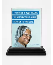 A. P. J. Abdul Kalam Acrylic Car Dashboard Showpiece | Double-Sided A. P. J. Abdul Kalam Photo Stand | 3 X 4 Inch Photo | Transparent Acrylic Frame With Black Base | Car Dashboard, Office & Table Decor (F71290)