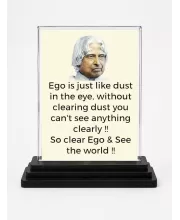 Abdul Kalam Acrylic Car Dashboard Showpiece | Double-Sided Abdul Kalam Photo Stand | 3 X 4 Inch Photo | Transparent Acrylic Frame With Black Base | Car Dashboard, Office & Table Decor (F71291)