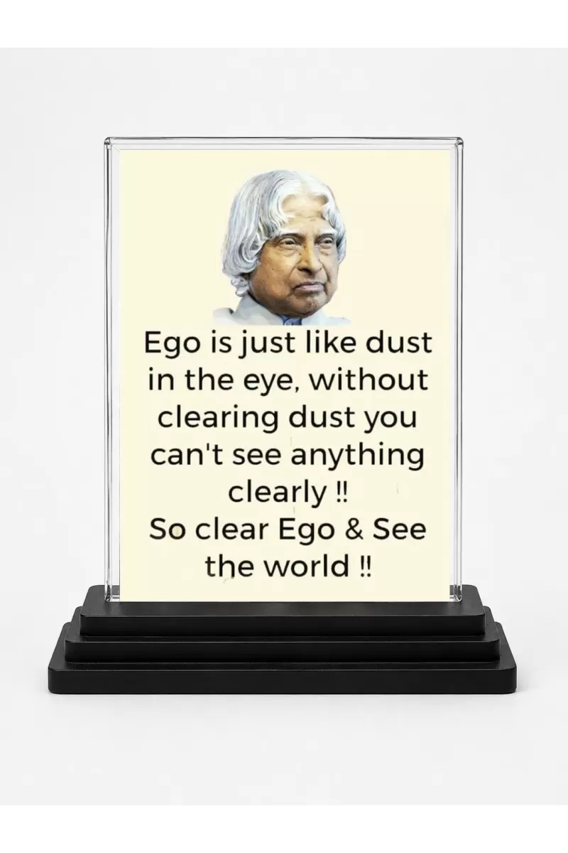 Abdul Kalam Acrylic Car Dashboard Showpiece | Double-Sided Abdul Kalam Photo Stand | 3 X 4 Inch Photo | Transparent Acrylic Frame With Black Base | Car Dashboard, Office & Table Decor (F71291)