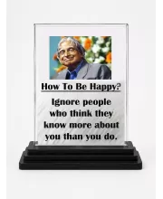 Abdul Kalam Acrylic Car Dashboard Showpiece | Double-Sided Abdul Kalam Photo Stand | 3 X 4 Inch Photo | Transparent Acrylic Frame With Black Base | Car Dashboard, Office & Table Decor (F71293)