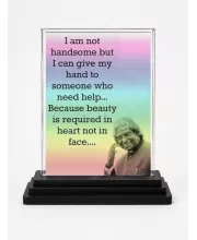 Betty White Acrylic Car Dashboard Showpiece | Double-Sided Betty White Photo Stand | 3 X 4 Inch Photo | Transparent Acrylic Frame With Black Base | Car Dashboard, Office & Table Decor (F71294)