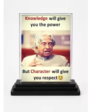 Abdul Kalam Acrylic Car Dashboard Showpiece | Double-Sided Abdul Kalam Photo Stand | 3 X 4 Inch Photo | Transparent Acrylic Frame With Black Base | Car Dashboard, Office & Table Decor (F71295)