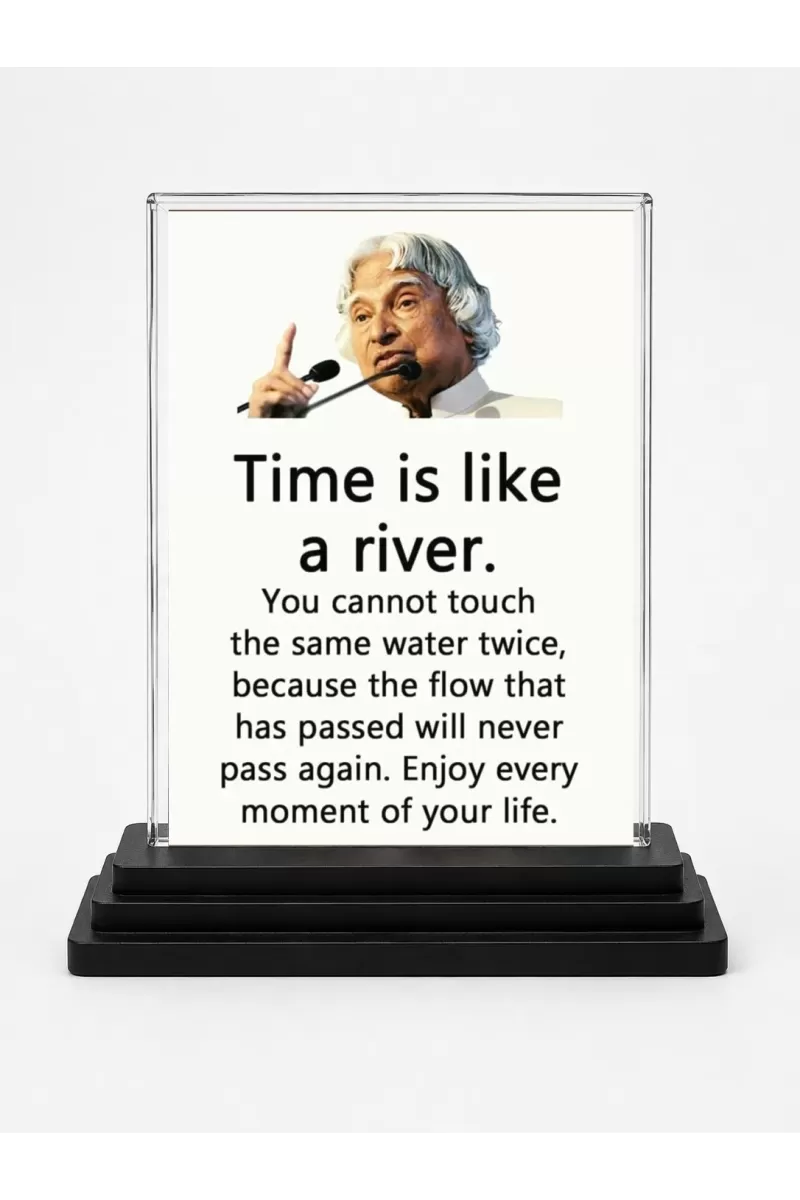 Abdul Kalam Acrylic Car Dashboard Showpiece | Double-Sided Abdul Kalam Photo Stand | 3 X 4 Inch Photo | Transparent Acrylic Frame With Black Base | Car Dashboard, Office & Table Decor (F71296)