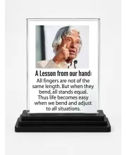Abdul Kalam Acrylic Car Dashboard Showpiece | Double-Sided Abdul Kalam Photo Stand | 3 X 4 Inch Photo | Transparent Acrylic Frame With Black Base | Car Dashboard, Office & Table Decor (F71297)