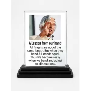 Abdul Kalam Acrylic Car Dashboard Showpiece | Double-Sided Abdul Kalam Photo Stand | 3 X 4 Inch Photo | Transparent Acrylic Frame With Black Base | Car Dashboard, Office & Table Decor (F71297)