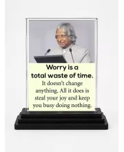 Abdul Kalam Acrylic Car Dashboard Showpiece | Double-Sided Abdul Kalam Photo Stand | 3 X 4 Inch Photo | Transparent Acrylic Frame With Black Base | Car Dashboard, Office & Table Decor (F71298)