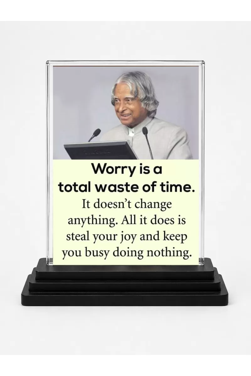 Abdul Kalam Acrylic Car Dashboard Showpiece | Double-Sided Abdul Kalam Photo Stand | 3 X 4 Inch Photo | Transparent Acrylic Frame With Black Base | Car Dashboard, Office & Table Decor (F71298)