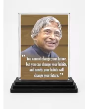 Abdul Kalam Acrylic Car Dashboard Showpiece | Double-Sided Abdul Kalam Photo Stand | 3 X 4 Inch Photo | Transparent Acrylic Frame With Black Base | Car Dashboard, Office & Table Decor (F71299)