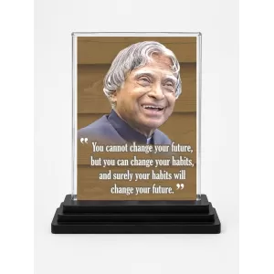 Abdul Kalam Acrylic Car Dashboard Showpiece | Double-Sided Abdul Kalam Photo Stand | 3 X 4 Inch Photo | Transparent Acrylic Frame With Black Base | Car Dashboard, Office & Table Decor (F71299)