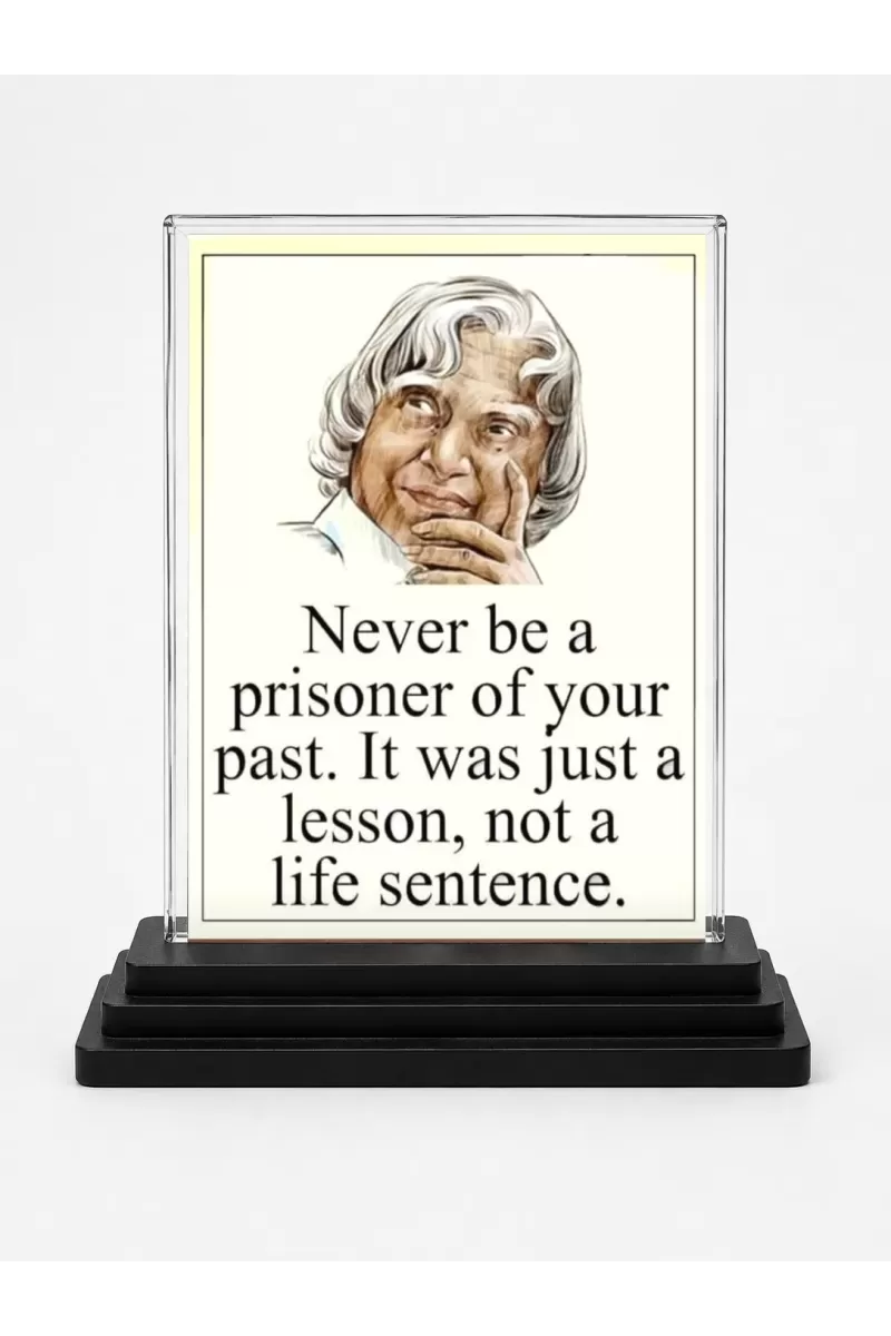 Abdul Kalam Acrylic Car Dashboard Showpiece | Double-Sided Abdul Kalam Photo Stand | 3 X 4 Inch Photo | Transparent Acrylic Frame With Black Base | Car Dashboard, Office & Table Decor (F71300)