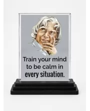 Abdul Kalam Acrylic Car Dashboard Showpiece | Double-Sided Abdul Kalam Photo Stand | 3 X 4 Inch Photo | Transparent Acrylic Frame With Black Base | Car Dashboard, Office & Table Decor (F71301)