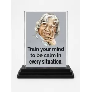 Abdul Kalam Acrylic Car Dashboard Showpiece | Double-Sided Abdul Kalam Photo Stand | 3 X 4 Inch Photo | Transparent Acrylic Frame With Black Base | Car Dashboard, Office & Table Decor (F71301)