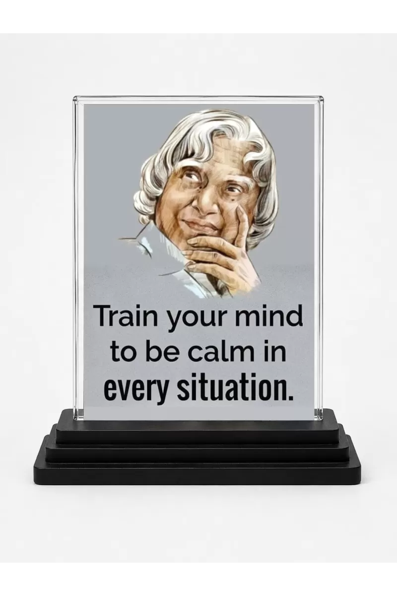 Abdul Kalam Acrylic Car Dashboard Showpiece | Double-Sided Abdul Kalam Photo Stand | 3 X 4 Inch Photo | Transparent Acrylic Frame With Black Base | Car Dashboard, Office & Table Decor (F71301)