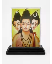 Lord Shiva Acrylic Car Dashboard Showpiece | Double-Sided Lord Shiva Photo Stand | 3 X 4 Inch Photo | Transparent Acrylic Frame With Black Base | Car Dashboard, Office & Table Decor (F71305)