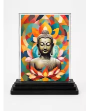 The Buddha Acrylic Car Dashboard Showpiece | Double-Sided The Buddha Photo Stand | 3 X 4 Inch Photo | Transparent Acrylic Frame With Black Base | Car Dashboard, Office & Table Decor (F71306)