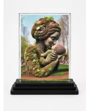 Mother And Child Acrylic Car Dashboard Showpiece | Double-Sided Mother And Child Photo Stand | 3 X 4 Inch Photo | Transparent Acrylic Frame With Black Base | Car Dashboard, Office & Table Decor (F71307)