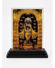 Krishna Acrylic Car Dashboard Showpiece | Double-Sided Krishna Photo Stand | 3 X 4 Inch Photo | Transparent Acrylic Frame With Black Base | Car Dashboard, Office & Table Decor (F71310)