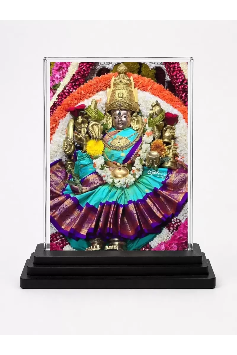 Lord Ganesha Acrylic Car Dashboard Showpiece | Double-Sided Lord Ganesha Photo Stand | 3 X 4 Inch Photo | Transparent Acrylic Frame With Black Base | Car Dashboard, Office & Table Decor (F71311)