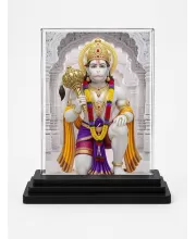 Hanuman Acrylic Car Dashboard Showpiece | Double-Sided Hanuman Photo Stand | 3 X 4 Inch Photo | Transparent Acrylic Frame With Black Base | Car Dashboard, Office & Table Decor (F71316)