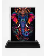 Ganesha Acrylic Car Dashboard Showpiece | Double-Sided Ganesha Photo Stand | 3 X 4 Inch Photo | Transparent Acrylic Frame With Black Base | Car Dashboard, Office & Table Decor (F71317)