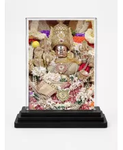 Venkateswara Acrylic Car Dashboard Showpiece | Double-Sided Venkateswara Photo Stand | 3 X 4 Inch Photo | Transparent Acrylic Frame With Black Base | Car Dashboard, Office & Table Decor (F71330)