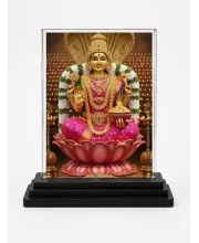 Lakshmi Acrylic Car Dashboard Showpiece | Double-Sided Lakshmi Photo Stand | 3 X 4 Inch Photo | Transparent Acrylic Frame With Black Base | Car Dashboard, Office & Table Decor (F71333)
