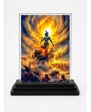 Krishna Acrylic Car Dashboard Showpiece | Double-Sided Krishna Photo Stand | 3 X 4 Inch Photo | Transparent Acrylic Frame With Black Base | Car Dashboard, Office & Table Decor (F71334)