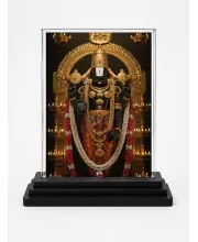 Venkateswara Acrylic Car Dashboard Showpiece | Double-Sided Venkateswara Photo Stand | 3 X 4 Inch Photo | Transparent Acrylic Frame With Black Base | Car Dashboard, Office & Table Decor (F71335)