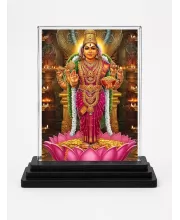 Lakshmi Acrylic Car Dashboard Showpiece | Double-Sided Lakshmi Photo Stand | 3 X 4 Inch Photo | Transparent Acrylic Frame With Black Base | Car Dashboard, Office & Table Decor (F71340)
