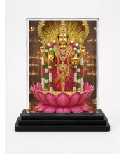 Lakshmi Acrylic Car Dashboard Showpiece | Double-Sided Lakshmi Photo Stand | 3 X 4 Inch Photo | Transparent Acrylic Frame With Black Base | Car Dashboard, Office & Table Decor (F71343)