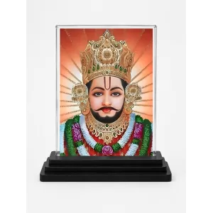Khatu Shyam Acrylic Car Dashboard Showpiece | Double-Sided Khatu Shyam Photo Stand | 3 X 4 Inch Photo | Transparent Acrylic Frame With Black Base | Car Dashboard, Office & Table Decor (F71345) Khatu Shyam Acrylic Car Dashboard Showpiece | Double-Sided Khatu Shyam Photo Stand | 3 X 4 Inch Photo | Transparent Acrylic Frame With Black Base | Car Dashboard, Office & Table Decor (F71345)